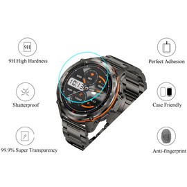 Futanwei [5 Pack] for KOSPET Tank T3 Ultra Screen Protector Tempered Glass Film [9H Hardness] [Anti-Scratch] [Bubble Free] SmartWatch Screen Protector for KOSPET Tank T3 Ultra Military Smart Watch