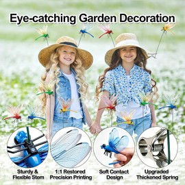 12 Pack Realistic 3D Dragonfly Clips, Fake Dragonflies for Garden Patio Yard Decor, Easy Clip-On Weather-Resistant Fly Deterrent for Hats Pets Plants Outdoor Use