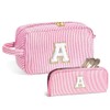 2PCS Letter A Printed Travel Cosmetic Bag – Water-Resistant Makeup