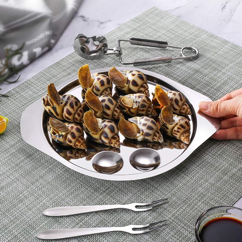 HEMOTON Set of 4 Stainless Steel Snail Plate Mushroom Bowls