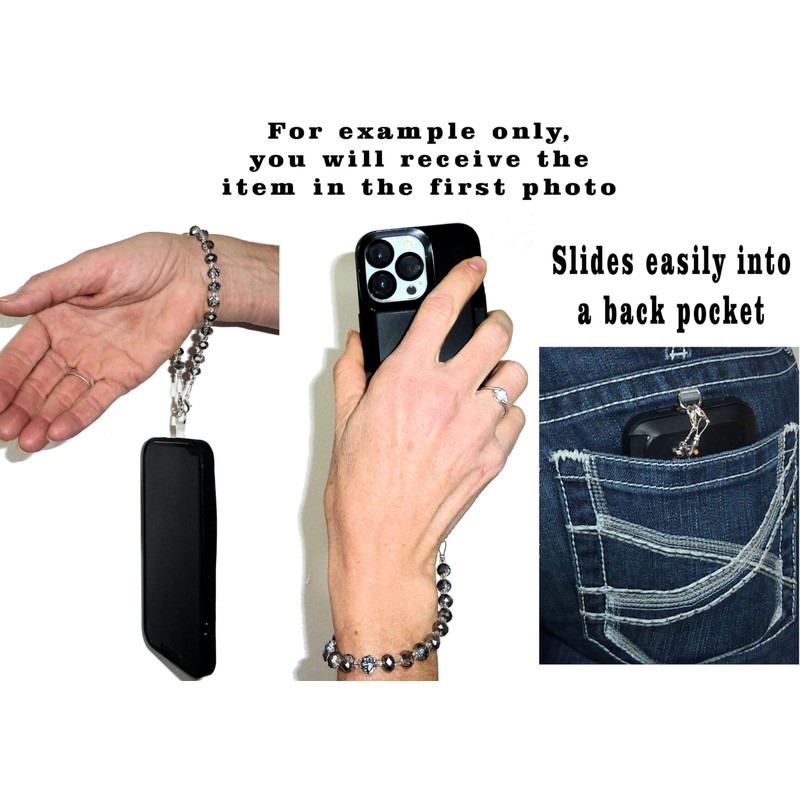 Hidden Hollow Beads Cell phone charm Wrist strap tether tab