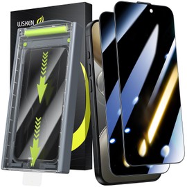 WSKEN for Phone 16 Pro Max Privacy Screen Protector - [Auto Dust-Remove] 24 Degree Anti Spy 3D Full Coverage Shatterproof Tempered Glass with Zero Bubble Dust Clean Easy Installing House, 2 Pack