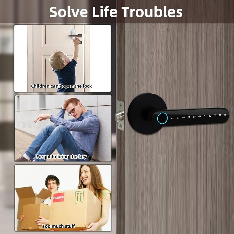 Zhuofeiya Smart Door Knob Lock - 5-in-1 Keyless Entry with