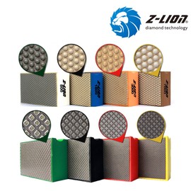 Z-LION Diamond Hand Polishing Pads Foam Back for Granite Marble Glass,Set of 8 Pcs