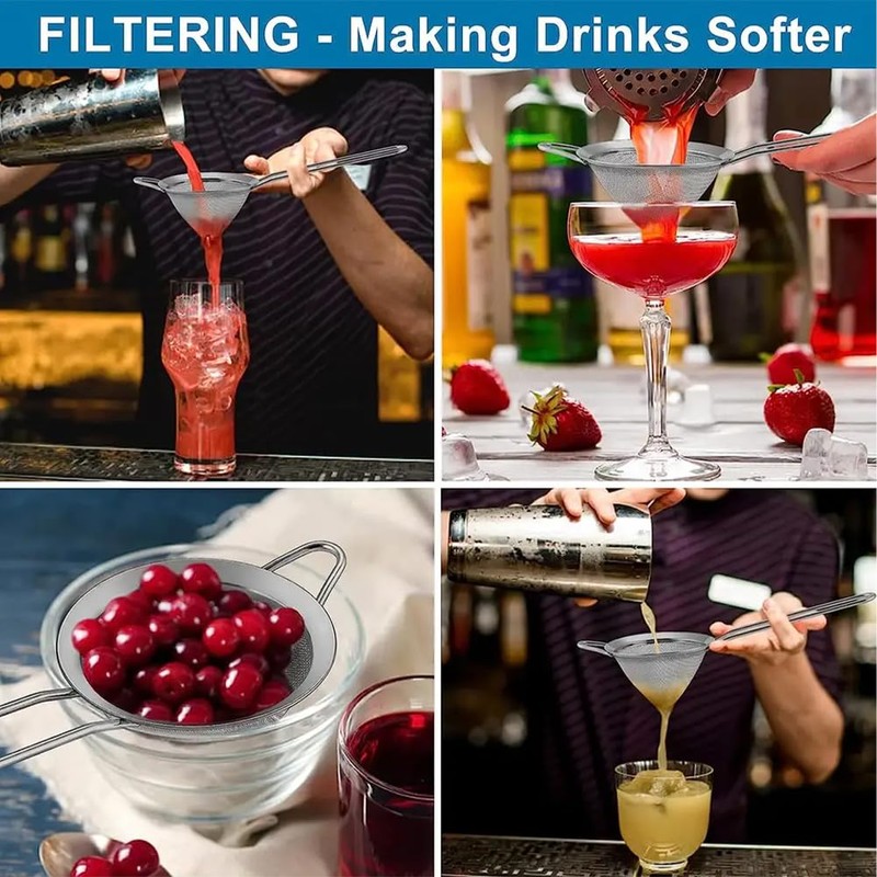 Mivanta 2Pcs Fine Mesh Conical Strainer with 1Pc Stainless Steel