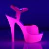 PLEASER KISS-209UV Women's Neon Pink 6" Heel Platform Ankle Strap