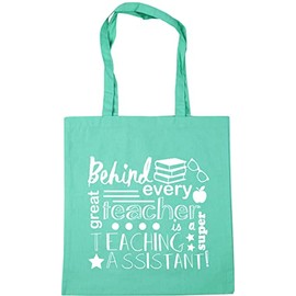 Hippowarehouse Behind Every Great Teacher Is A Super Teaching Assistant Tote Shopping Gym Beach Bag 42cm x38cm, 10 litres