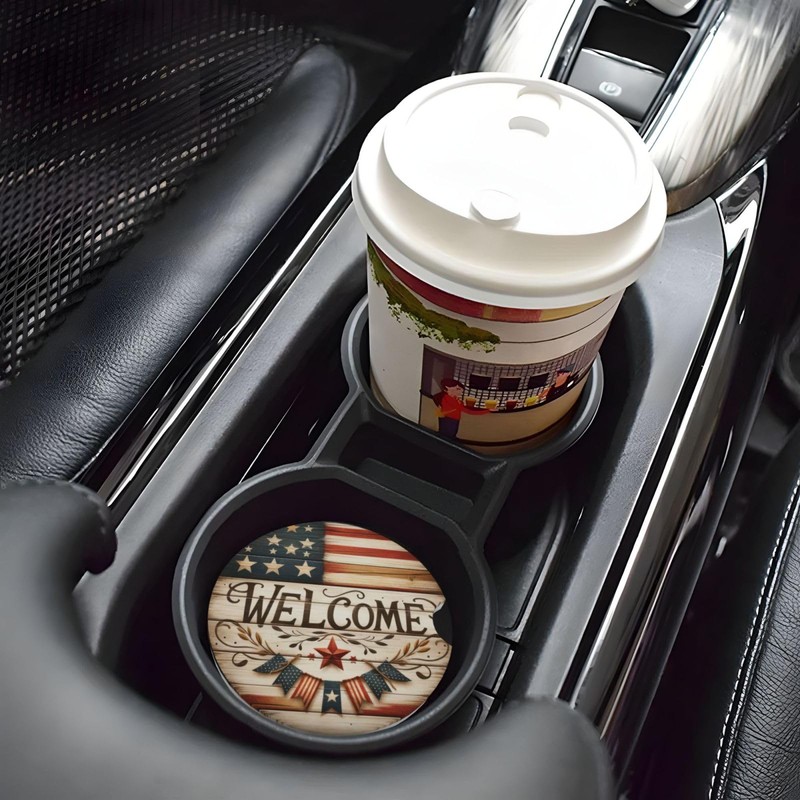 America Flag USA Flag Absorbent Car Coasters 2 Pack for