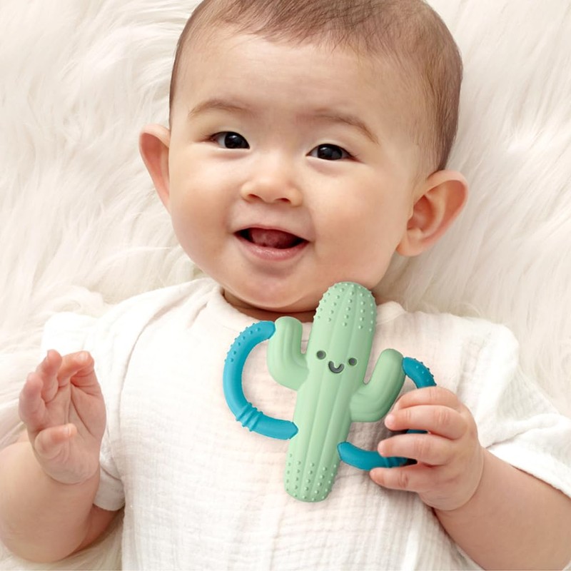 Itzy Ritzy Cactus-Shaped Baby Teether with Handles; Silicone Teether for