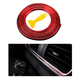 Yourkar Car Interior Trim Strips, 16.4ft Auto Decoration Styling Door Dashboard, DIY Vehicle Interior Filler Insert Flexible Strip with Installing Tool, Univeral Car Accessories (Red)