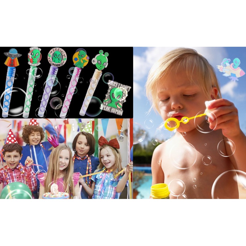 24 Packs Bulk Mini Alien Bubble Wands for Kids 3-5
