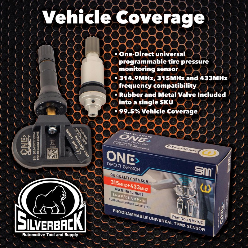 Silverback Automotive One-Direct TPMS Programmable Sensor Set of 4. Multi-Frequency