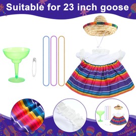 SilTriangle Mexican Goose Outfit 23 '' Lawn Porch Goose Statue Clothes with Cinco de Mayo Fiesta Sombrero 3 Necklaces and Cup for Garden Yard Patio Mexican Decorations