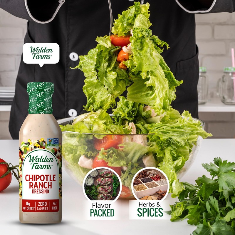 Walden Farms Chipotle Ranch Dressing – Calorie-Free, Gluten-Free, Low Carb,