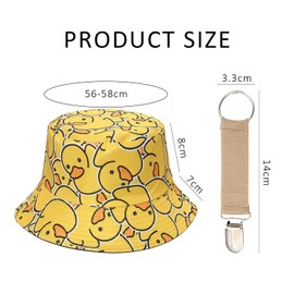 NXPWRC 1 Women'S Fishing Hat, 1 Hat Clip, Fun Bucket Hat, Yellow Duck Bucket Hat, Foldable Sun Hat