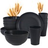 12pcs Wheat Straw Dinnerware Sets, Wheat Straw Plates and Bowls
