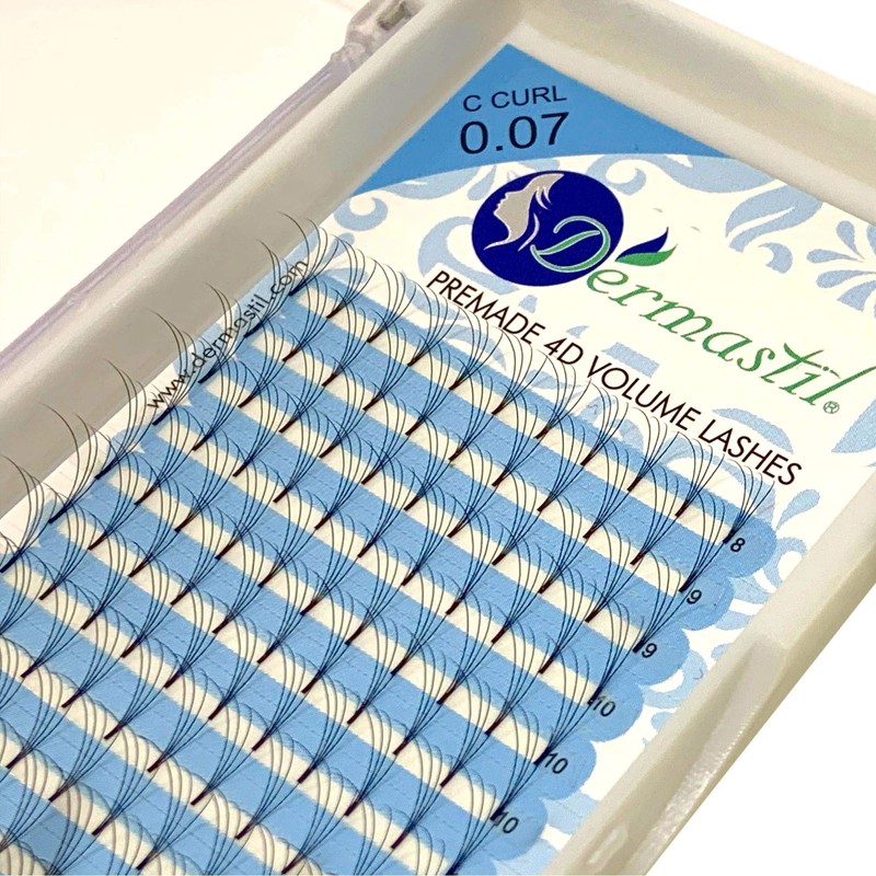 Dermastil 4D Premade Handmade Volume Eyelashes, Ready-to-Use Fan without Knots,