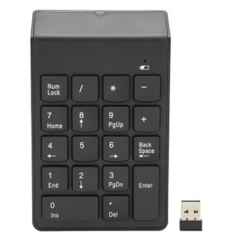 Wireless Number Pad 2.4G Receiver Black 18 Concave Keys Battery Powered Numeric Keypad for Gaming Office Computer
