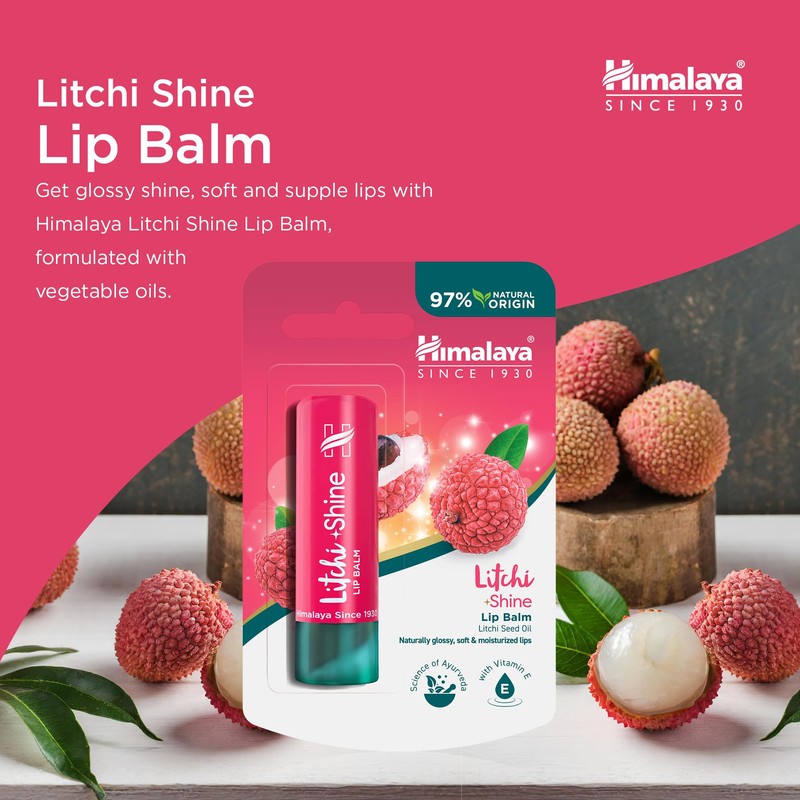 Himalaya Litchi Shine Lip Balm for Glossy Shine, Soft and