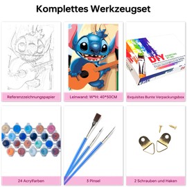 QDUODUO Painting by Numbers for Children, Junior and Adults Beginners, 40 x 50 cm, Large Cartoon Painting Craft Set with Canvas Brushes, Acrylic Pigment, DIY Painting Craft Kit for Boys Girls from 6