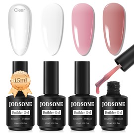 JODSONE 4 Bottles of 15 ML Capacity Builder Gel Nail Kit Building Nail for Extending Nails Need to Cured By Nail Lamp
