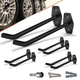SunVFaFa 8 Pack Tire Storage Rack Wall Mount, 10in Large Garage Hooks Heavy Duty, Tire Hooks for Garage Wall, Wheel Hanger for Organizing Ladder, Folding Chairs (88lbs)