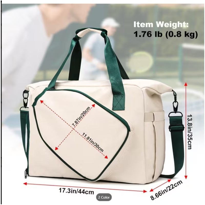 Large Capacity Pickleball Bag with Shoe Compartment & Paddle Holder