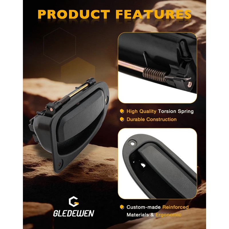Interior Rear Door Handles, Compatible with 1993-2011 Ford Ranger, 1998-2000