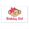 CafePress Birthday Girl Pink Monkey Sticker Rectangle Bumper Sticker Car