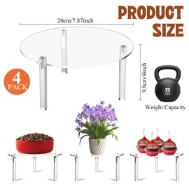 Aemygo 4 Pcs Drink Dispenser Stand, 7.9" Acrylic Water Dispenser And Beverage Dispenser Stand, Clear Acrylic Stands, Pitcher Stand Base for Parties and Events, Cake Stand, Plant Stands