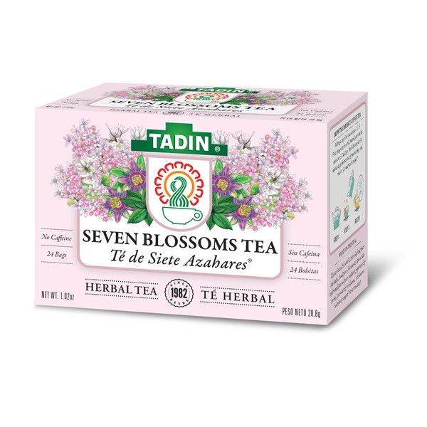 Tadin Seven Blossoms Herbal Tea, Caffeine Free, 24 Tea Bags Per Box, Pack of 6 Boxes Total