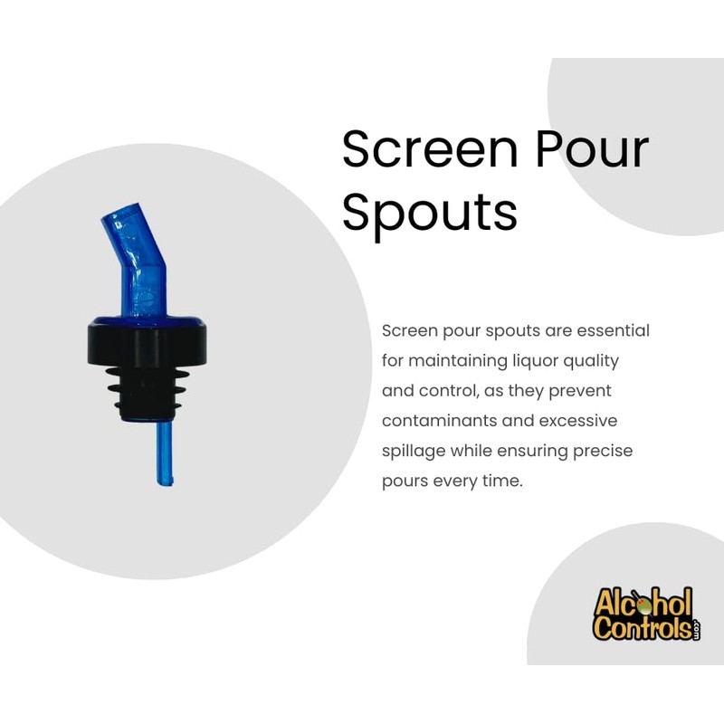 Blue Screen Liquor Bottle Pourers: 12-Pack | Durable, Easy Pour