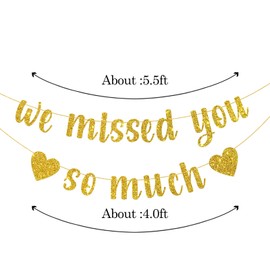 WeBenison We Missed You So Much Banner, Welcome Home Party Supplies, Welcome Back Banner, Military Army Homecoming Party Decorations, Gold Glitter
