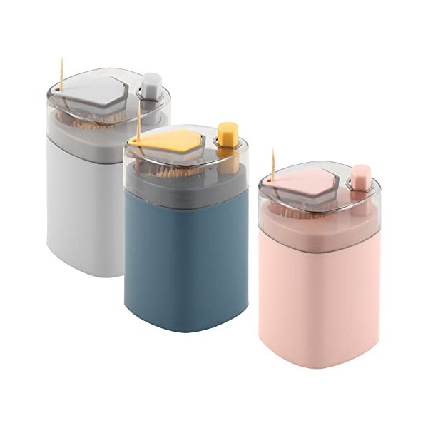 3 PCS Toothpick Holder Dispensers, Avesfer Pop-Up Automatic Tooth Pick Dispenser for Kitchen Restaurant Thickening Toothpicks Container Pocket Novelty, Sturdy Safe Portable Toothpicks Storage Box