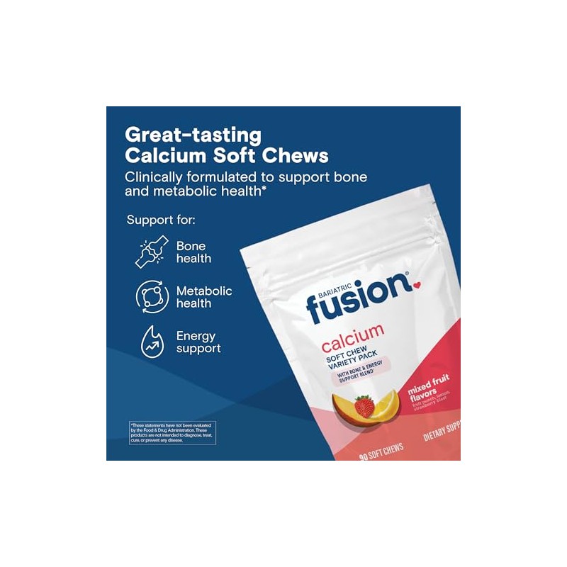 Bariatric Fusion Suplemento Calcio Bariátrico Masticable Citrato 500mg Vitamina Azúcar