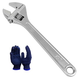 KARRYTON 15" Inch Adjustable Wrench with 1-3/4"(44mm) Max Jaw Opening (Scales Metric and SAE), Drop Forged Alloy Steel Adjustable Spanner for Various Fasteners, Chrome Plated Handle Polished
