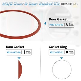 M9 Door Gasket Kit for Midmark M9 M9D Ultraclave Steam Includes Door & Dam Gasket and Support Wires Seal Set Replacement Part #002-0361-01