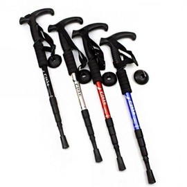 Built-in spring mountaineering shock absorption safety stick essential exponent protection 3-stage T-stick/blue