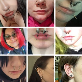 ZS 16G/18G Spike Lip Rings Cartilage Tragus Helix Piercing, Stainless Steel Spike Stud Earrings Internal Thread Snake Bite Piercing Jewellry for Women Men (18g,6/8/10mm)