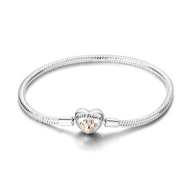 Hapour 925 Sterling Silver Charm Bracelet for Women, Butterfly, Heart, Moon and Star, Best Friend Charms, Snake Chain, Charm Bracelet with 5A Cubic Zirconia, Cubic Zirconia