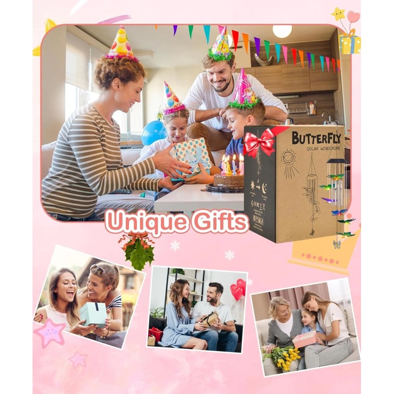 Nacome Solar Wind Chimes for Outside: Memorial Color Changing Bell