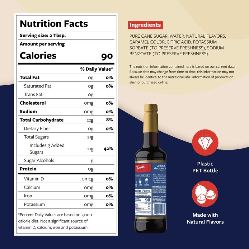 Torani Coffee Syrup, Chocolate Macadamia Nut Flavored Syrup for Drinks,