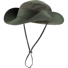 Connectile Unisex Outdoor Mesh Safari Hat, Solid, Wide Brim, UV Protection, Sun Protection, Fishing Cap, light army green