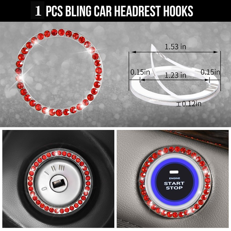 CAR PASS 23 PCS Bling Diamond Car Accessories Set for