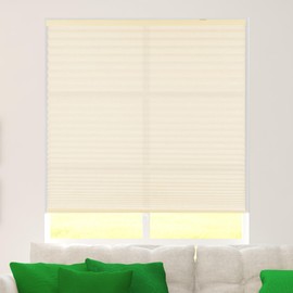 CALYX INTERIORS Pleated Fabric Window Shade, Light Filtering, Cordless, 33" W x 60" H, Cream