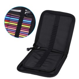 Zerodis Pencil Case, Black Marker Bag for Class Home School (72 Folding Pockets (Black)