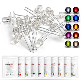 Chanzon 100pcs (10 Colors x 10pcs) 3mm LED Diode Lights Assortment (Clear Transparent Lens) Emitting Lighting Bulb Lamp Assorted Kit Variety Colour Warm White Red Yellow Green Blue Orange UV Pink