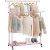 Calmootey Double Rod Clothing Garment Rack,Rolling Hanging Clothes Rack,Portable Clothes