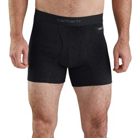 Carhartt Men's Base Force 5-inch Inseam Tech Boxer Brief, Black Grid, 3X-Large