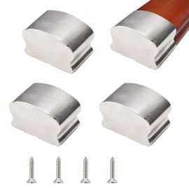 UFURMATE 4PCS Stainless Steel Horseshoe Shaped Handrail End Caps Staircase Steps Hand Rail End Cover Handrail Fittings Protectors (Silver)